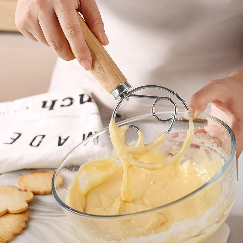 Danish Pancake Pan - Dänischer Teigbesen, Edelstahlbesen, Brot- und Pizzamixer,